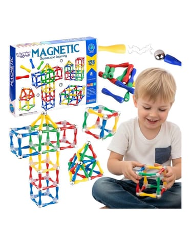 ⁨WOOPIE Klocki Magnetyczne Konstrukcyjne 3D 128 el. XXL⁩ w sklepie Wasserman.eu