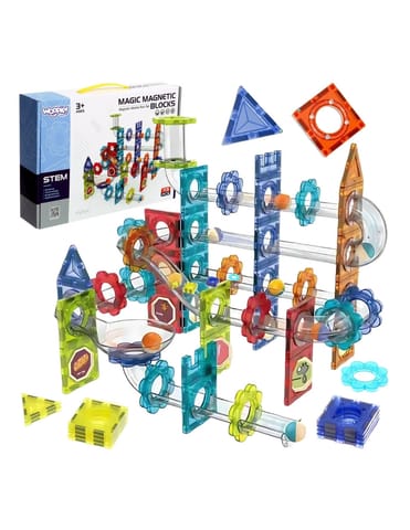 ⁨WOOPIE Klocki Magnetyczne Konstrukcyjne 3D Zestaw Edukacyjny Tor Kulkowy Kulodrom 113 el.⁩ w sklepie Wasserman.eu