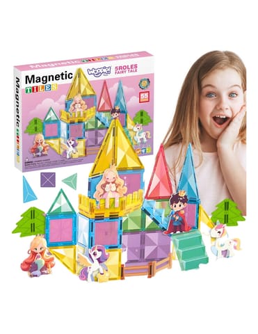 ⁨WOOPIE Klocki Magnetyczne Konstrukcyjne 3D Zestaw Edukacyjny Bajkowy Zamek 55el.⁩ w sklepie Wasserman.eu