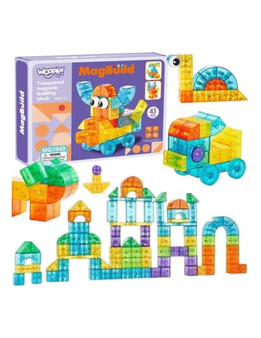 ⁨WOOPIE Przezroczyste Magnetyczne Klocki Konstrukcyjne 43 el.⁩ w sklepie Wasserman.eu