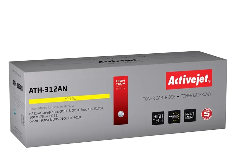 ⁨Activejet ATH-312AN Toner (zamiennik Canon, HP 126A CRG-729Y, CE312A; Premium; 1000 stron; żółty)⁩ w sklepie Wasserman.eu