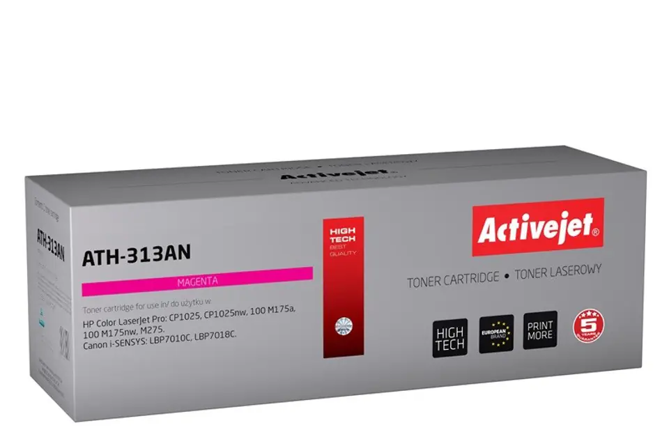 ⁨Activejet ATH-313AN Toner (zamiennik Canon, HP 126A CRG-729M, CE313A; Premium; 1000 stron; czerwony)⁩ w sklepie Wasserman.eu