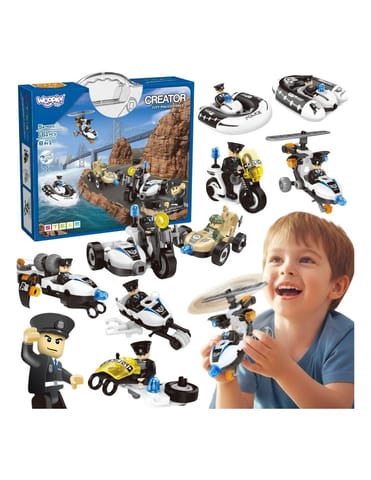 ⁨WOOPIE Klocki Konstrukcyjne Zbuduj Pojazdy Policyjne 8 Modeli STEAM – Zostań bohaterem miasta!⁩ w sklepie Wasserman.eu