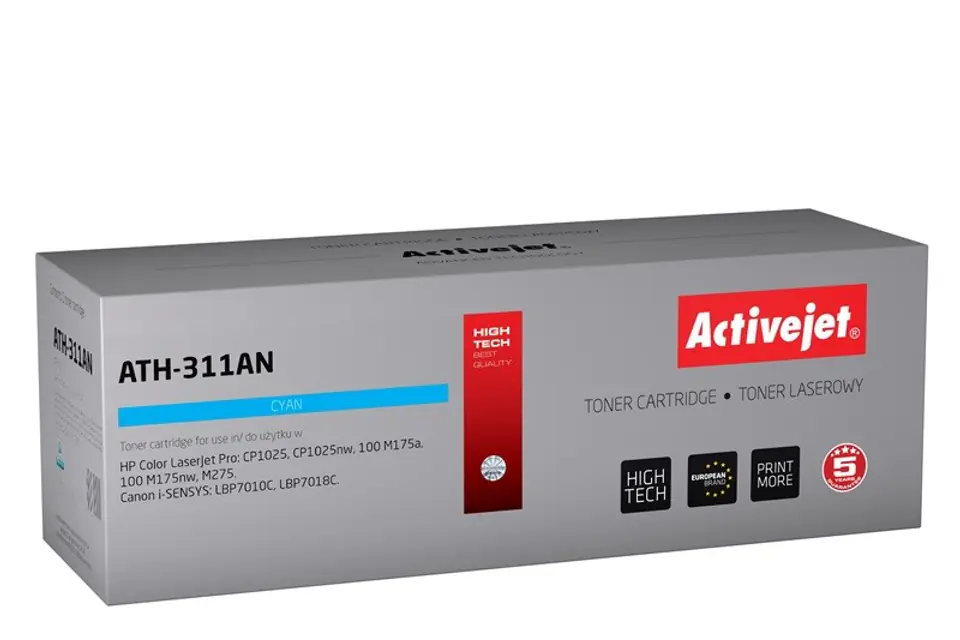 ⁨Activejet ATH-311AN Toner (replacement for Canon, HP 126A CRG-729C, CE311A; Premium; 1000 pages; cyan)⁩ at Wasserman.eu