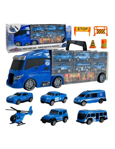 ⁨WOOPIE Zestaw Cieżarówka Transporter 3w1 Niebieski Policja⁩ w sklepie Wasserman.eu