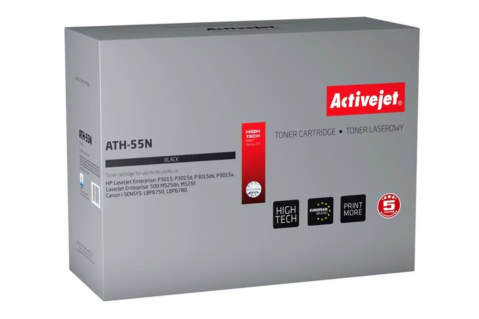 ⁨Activejet ATH-55N Toner (zamiennik HP 55A CE255A, Canon CRG-724; Supreme; 6000 stron; czarny)⁩ w sklepie Wasserman.eu