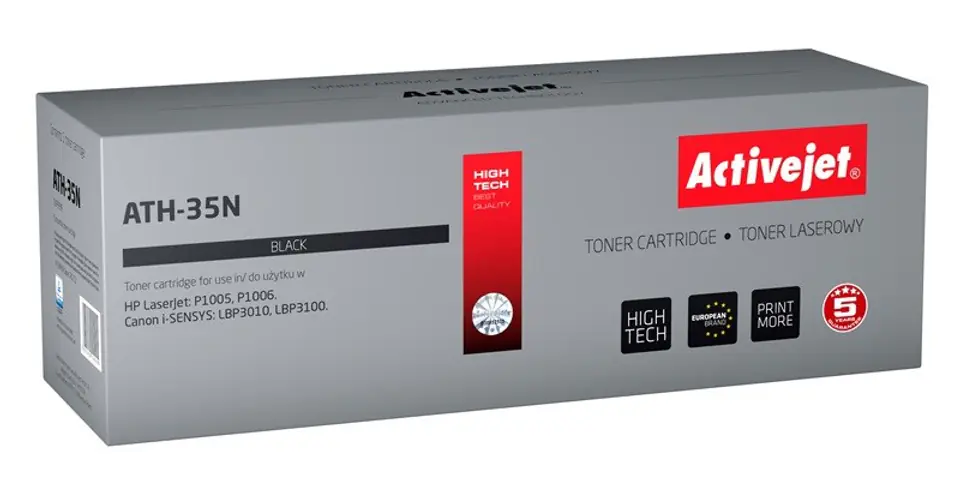 ⁨Activejet ATH-35N Toner (replacement for HP 35A CB435A, Canon CRG-712; Supreme; 1800 pages; black)⁩ at Wasserman.eu