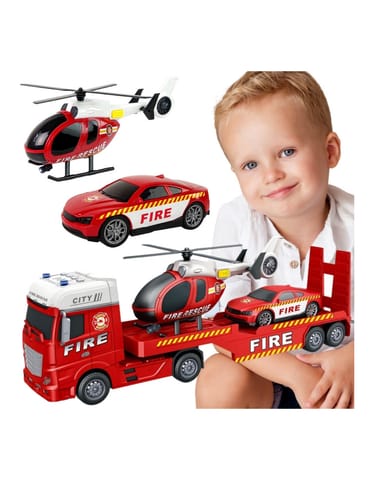 ⁨WOOPIE Zestaw Pojazdów Laweta Strażacka Helikopter Samochód Dźwięk Światła⁩ w sklepie Wasserman.eu