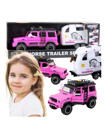 ⁨WOOPIE Zestaw Różowy Samochód Terenowy z Przyczepką i Figurką Konia⁩ w sklepie Wasserman.eu