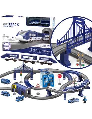 ⁨WOOPIE Kolejka Elektryczna Tor Samochodowy Komisariat Policji Helikopter Auta 92 el.⁩ w sklepie Wasserman.eu