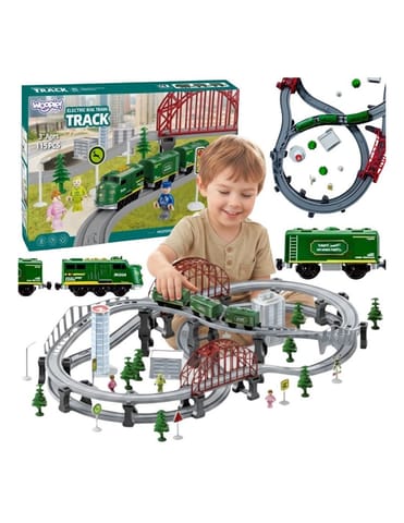 ⁨WOOPIE Nowoczesna Kolejka Elektryczna Tor XXL Lokomotywa Cargo Zestaw 128 el.⁩ w sklepie Wasserman.eu