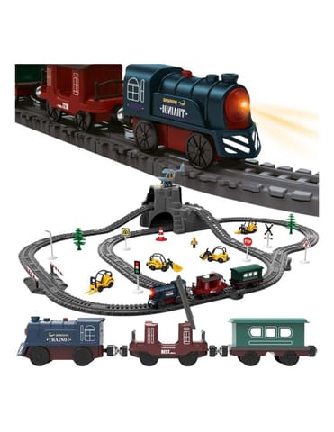 ⁨WOOPIE Elektryczna Kolejka Tor Retro Ciuchcia Lokomotywa + 2 Wagony – Zestaw 76 el.⁩ w sklepie Wasserman.eu