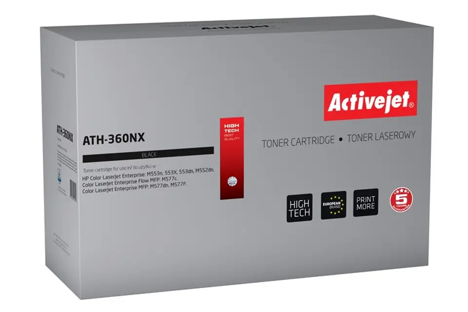 ⁨Activejet ATH-360NX Toner (zamiennik HP 508X CF360X; Supreme; 12500 stron; czarny)⁩ w sklepie Wasserman.eu