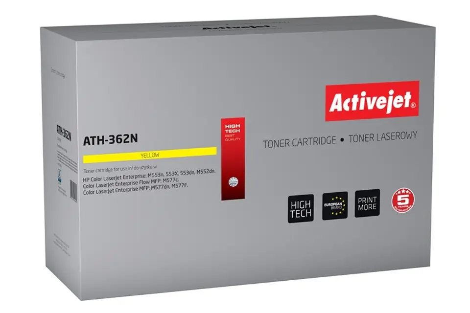 ⁨Activejet ATH-362N Toner (replacement for HP 508A CF362A; Supreme; 5000 pages; yellow)⁩ at Wasserman.eu