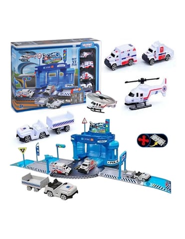 ⁨WOOPIE Zestaw Tematyczny Posterunek Policji na Lotnisku z Autami i Helikopterem 37el.⁩ w sklepie Wasserman.eu