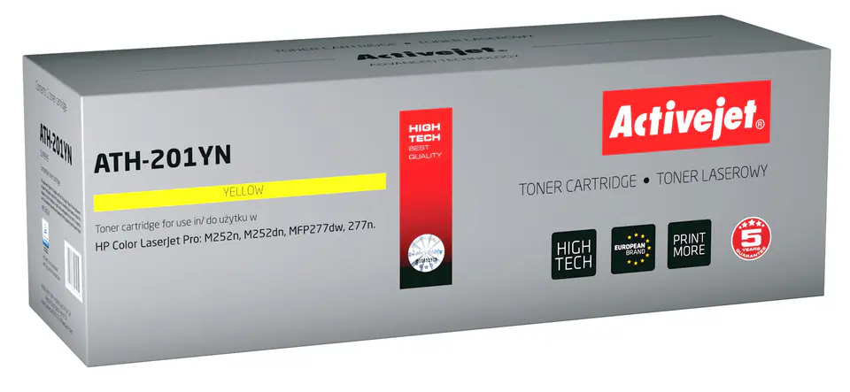 ⁨Activejet ATH-201YN Toner (zamiennik HP 201A CF402A; Supreme; 1400 stron; żółty)⁩ w sklepie Wasserman.eu