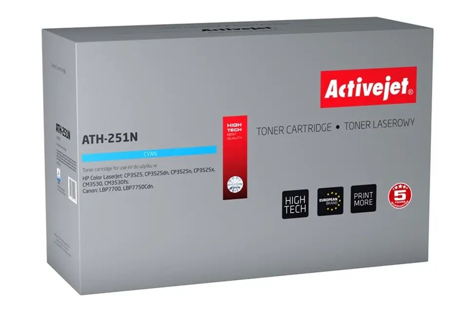 ⁨Activejet ATH-251N Toner (replacement for HP 504A CE251A, Canon CRG-723C; Supreme; 7000 pages; cyan)⁩ at Wasserman.eu