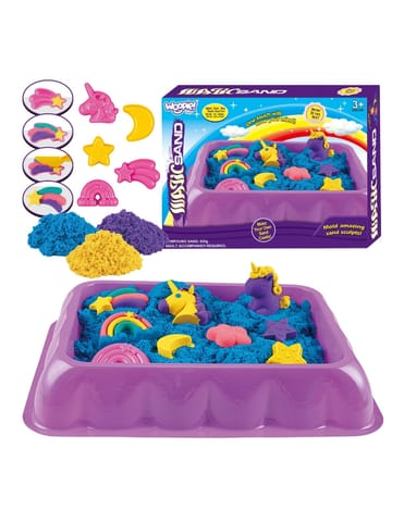 ⁨WOOPIE Piasek Kinetyczny 0,6 kg Zestaw Jednorożec Stolik z Foremkami⁩ w sklepie Wasserman.eu