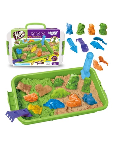 ⁨WOOPIE Piasek Kinetyczny 1,5 kg Zestaw XXL ZOO Safari Stolik z Foremkami⁩ w sklepie Wasserman.eu