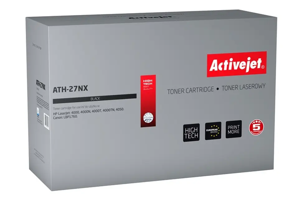 ⁨Activejet ATH-27NX Toner (zamiennik HP 27X C4127X, Canon EP-52; Supreme; 11300 stron; czarny)⁩ w sklepie Wasserman.eu