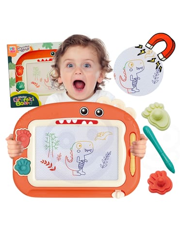 ⁨WOOPIE Znikopis Tablica Magnetyczna Kolorowa + 2 Stempelki Dinozaur⁩ w sklepie Wasserman.eu