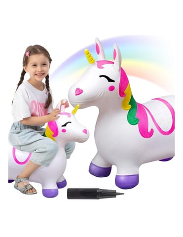 ⁨WOOPIE Skoczek Gumowy do Skakania Jednorożec Biały+ Pompka⁩ w sklepie Wasserman.eu