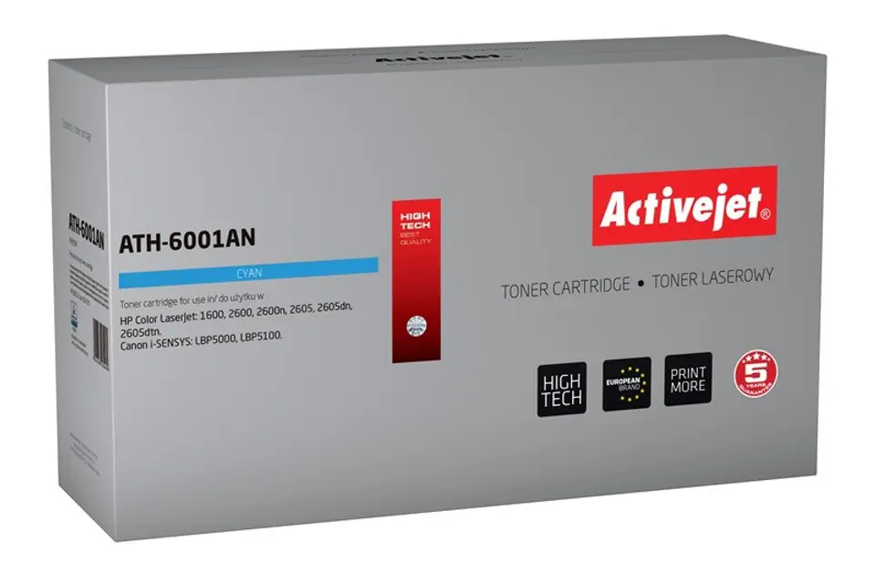 ⁨Activejet ATH-6001AN Toner (zamiennik HP 124A Q6001A, Canon CRG-707C; Premium; 2000 stron; niebieski)⁩ w sklepie Wasserman.eu