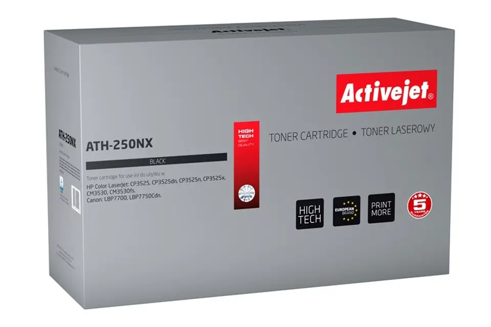 ⁨Activejet ATH-250NX Toner (zamiennik HP 504X CE250X, Canon CRG-723HB; Supreme; 10500 stron; czarny)⁩ w sklepie Wasserman.eu