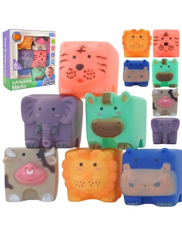 ⁨WOOPIE BABY Klocki Sensoryczne Zwierzątka Układanka do Ściskania + Dźwięk 6 el.⁩ w sklepie Wasserman.eu