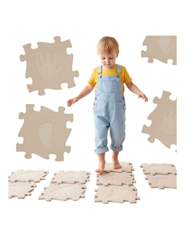 ⁨WOOPIE Mata Sensoryczna Ortopedyczna Puzzle Ręce i Nogi 16 el. - Kolor Beżowy⁩ w sklepie Wasserman.eu