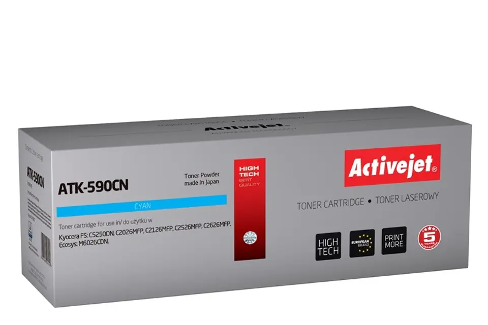 ⁨Activejet ATK-590CN Toner (replacement for Kyocera TK-590C; Supreme; 5000 pages; cyan)⁩ at Wasserman.eu