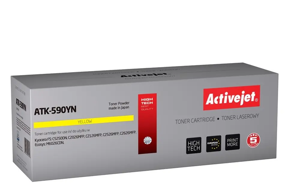 ⁨Activejet ATK-590YN Toner (replacement for Kyocera TK-590Y; Supreme; 5000 pages; yellow)⁩ at Wasserman.eu