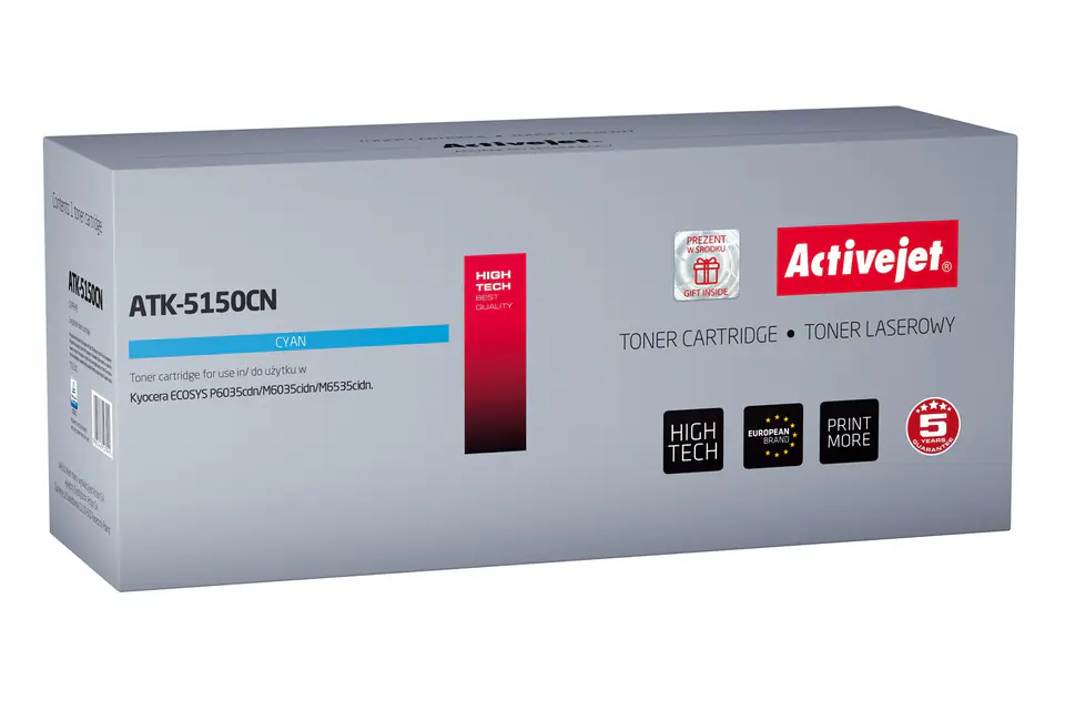 ⁨Activejet ATK-5150CN toner (replacement for Kyocera TK-5150C; Supreme; 10000 pages; cyan)⁩ at Wasserman.eu