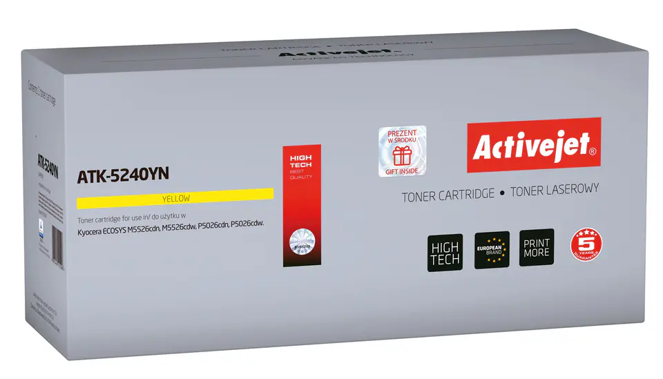 ⁨Activejet ATK-5240YN toner (replacement for Kyocera TK-5240Y; Supreme; 3000 pages; yellow)⁩ at Wasserman.eu