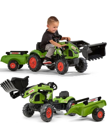 ⁨FALK Traktor Claas Zielony z Przyczepą i Łyżką na Pedały od 2-5 lat⁩ w sklepie Wasserman.eu