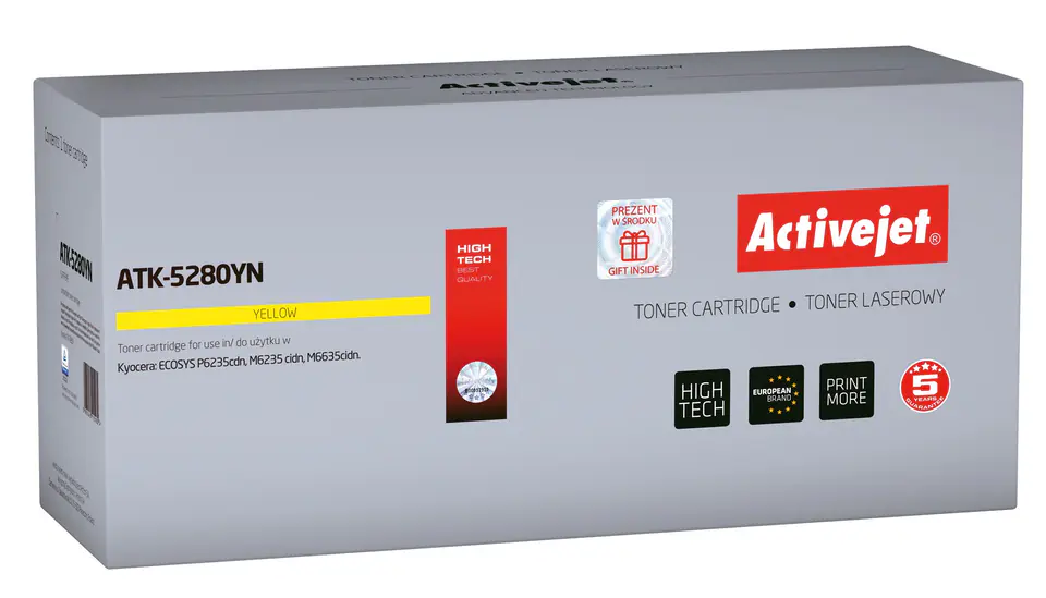 ⁨Activejet ATK-5280YN Toner (zamiennik Kyocera TK-5280Y; Supreme; 11000; żółty)⁩ w sklepie Wasserman.eu