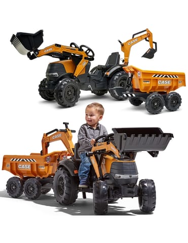 ⁨FALK Traktor Case IH Backhoe Pomarańczowy z Przyczepką Ruchoma Łyżka od 3-7 Lat⁩ w sklepie Wasserman.eu