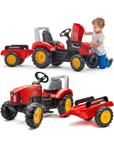⁨FALK Traktorek Red Supercharger na Pedały z Przyczepką Otwierany od 3 Lat⁩ w sklepie Wasserman.eu