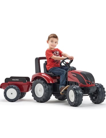 ⁨FALK Traktor na Pedały Valtra S4 Bordowy z Przyczepą 3-7 lat⁩ w sklepie Wasserman.eu