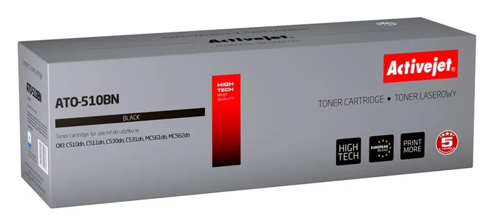 ⁨Activejet ATO-510BN Toner (zamiennik OKI 44469804; Supreme; 5000 stron; czarny)⁩ w sklepie Wasserman.eu