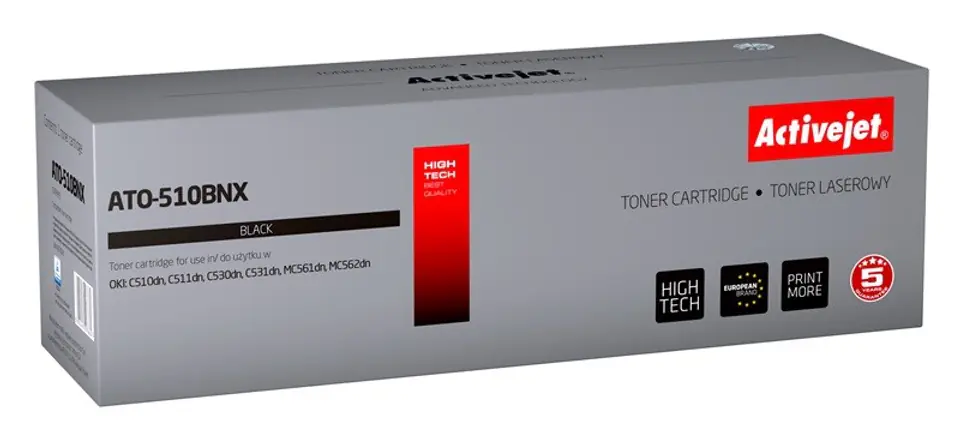 ⁨Activejet ATO-510BNX Toner (zamiennik OKI 44973508; Supreme; 7000 stron; czarny)⁩ w sklepie Wasserman.eu