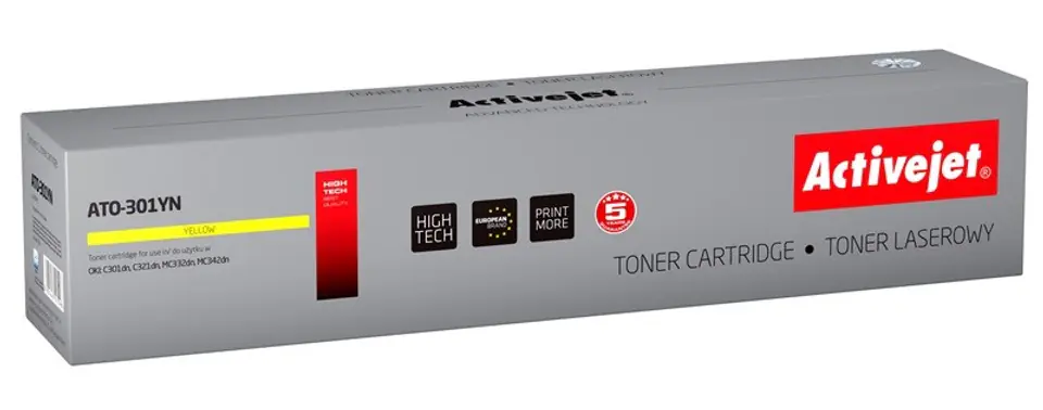 ⁨Activejet ATO-301YN OKI Printer Toner, OKI Replacement 44973533;  Supreme;  1500 pages;  yellow.⁩ at Wasserman.eu