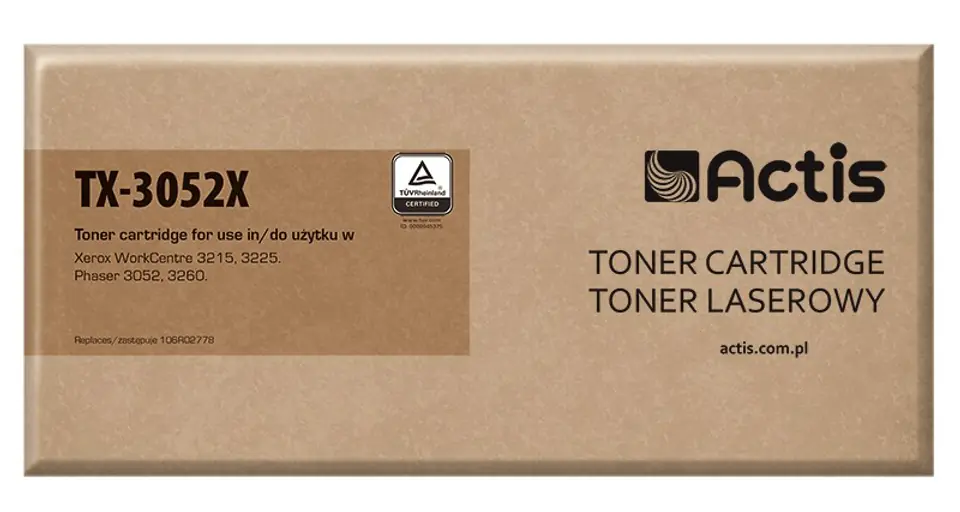 ⁨Actis TX-3052X toner (replacement for Xerox 106R02778; Standard; 3000 pages; black)⁩ at Wasserman.eu