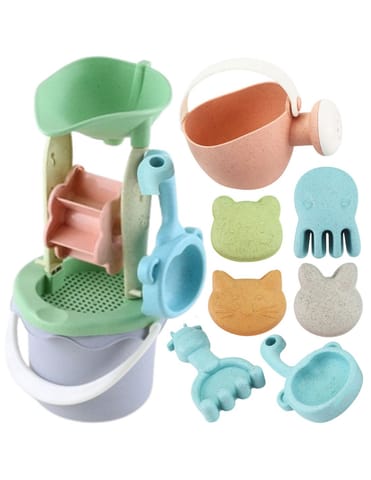 ⁨WOOPIE GREEN Zestaw do Piasku w Wiaderku z Kołowrotkiem 9 el. BIODEGRADOWALNY ORGANICZNY MATERIAŁ⁩ w sklepie Wasserman.eu