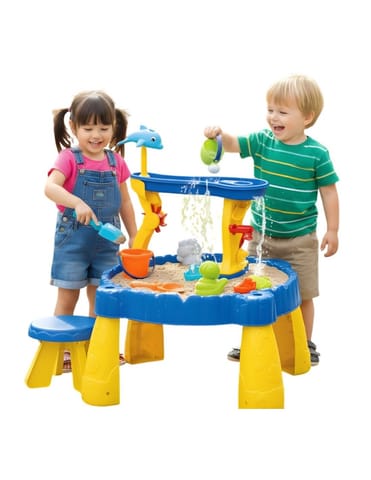 ⁨WOOPIE Stolik Wodny XL z Krzesełkiem 2w1 Piaskownica Delfinek 12el.⁩ w sklepie Wasserman.eu