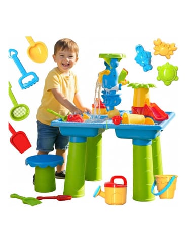 ⁨WOOPIE Stolik Wodny 2w1 Piaskownica z Krzesełkiem XL Aquapark 4-Baseny 13 akc.⁩ w sklepie Wasserman.eu