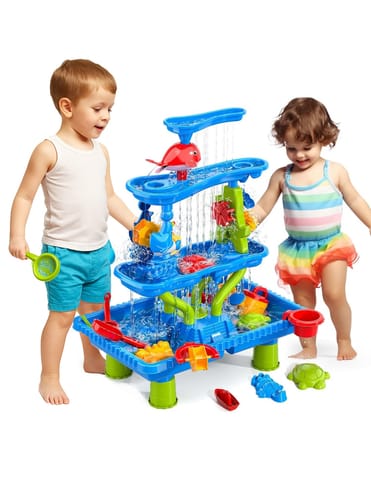 ⁨WOOPIE Stolik Wodny 4w1 Piaskownica Wodospad XL 4-Poziomowy Delfin⁩ w sklepie Wasserman.eu