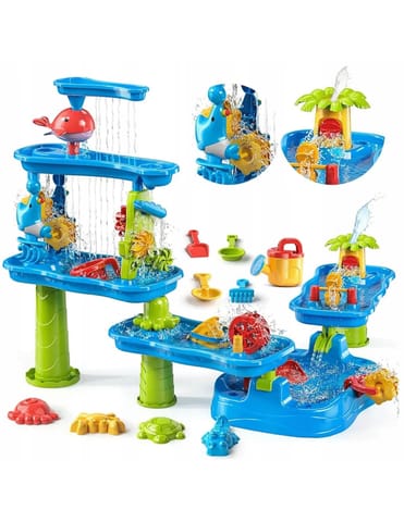 ⁨WOOPIE Ogromny Aquapark Stolik Wodny 6w1 Piaskownica Wodospad Tor Wodny 6-poziomowy Modułowy⁩ w sklepie Wasserman.eu
