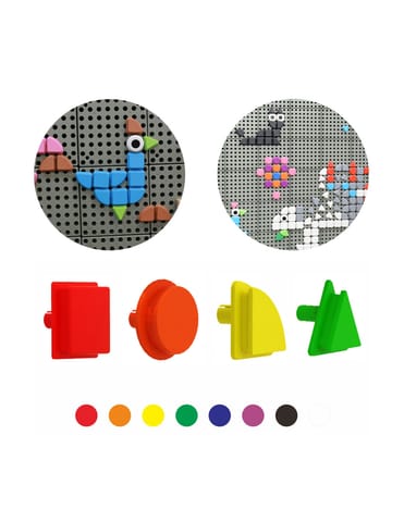 ⁨MASTERKIDZ Zestaw Kołeczki w kształcie figur geometrycznych 64szt do tablic STEM⁩ w sklepie Wasserman.eu