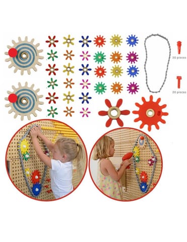 ⁨MASTERKIDZ Tablica Ścienna Koła Zębate i Łańcuch 79 El. Zbuduj własny mechanizm⁩ w sklepie Wasserman.eu